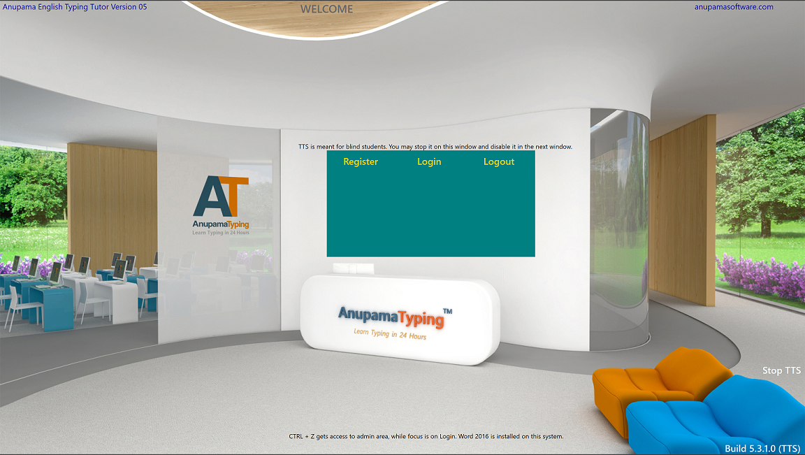Welcome window of Anupama application.